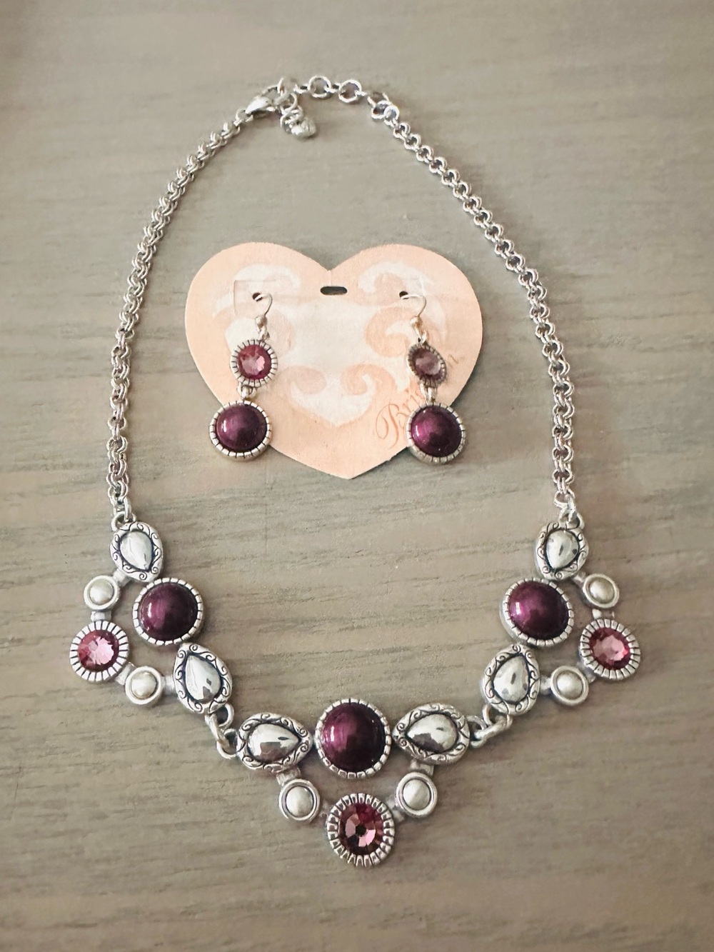 New, Brighton Pastille Silver & Purse le Collar Necklace & Earring Set